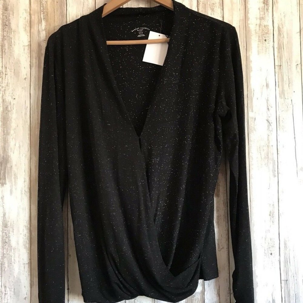 DANIEL BUCHLER WOMEN’S BLACK WRAP TOP S